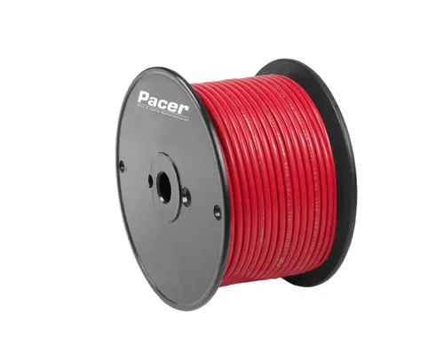 WUL8RD-100 – PACER Primary Wire, Stranded Conductor 8 Gauge 600 Volts Red 100 Foot Roll Tinned Copper Conductor/ PVC ...